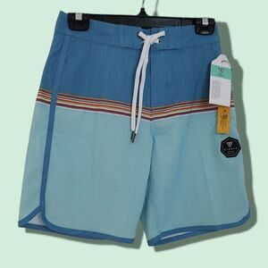 NEW Vissla Dredges Board Shorts Surf Sz 27 Upcycle Stretch Blue Retro Colorblock